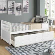 Load image into Gallery viewer, TOPMAX Captain&#39;s Bed Twin Daybed with Trundle Bed and Storage Drawers, White
