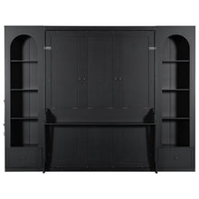Load image into Gallery viewer, French Style Murphy Platform Bed With Shelf, Side Cabinets, Drawers And LED
