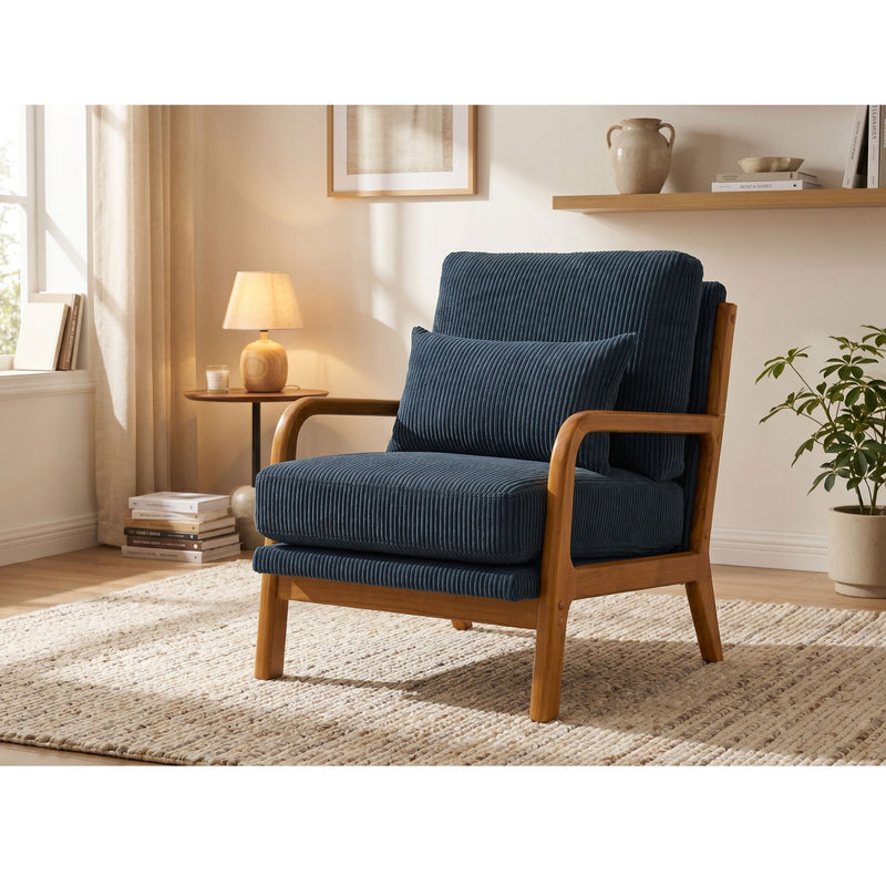 Upholstered Armchair With Back Support Pillow