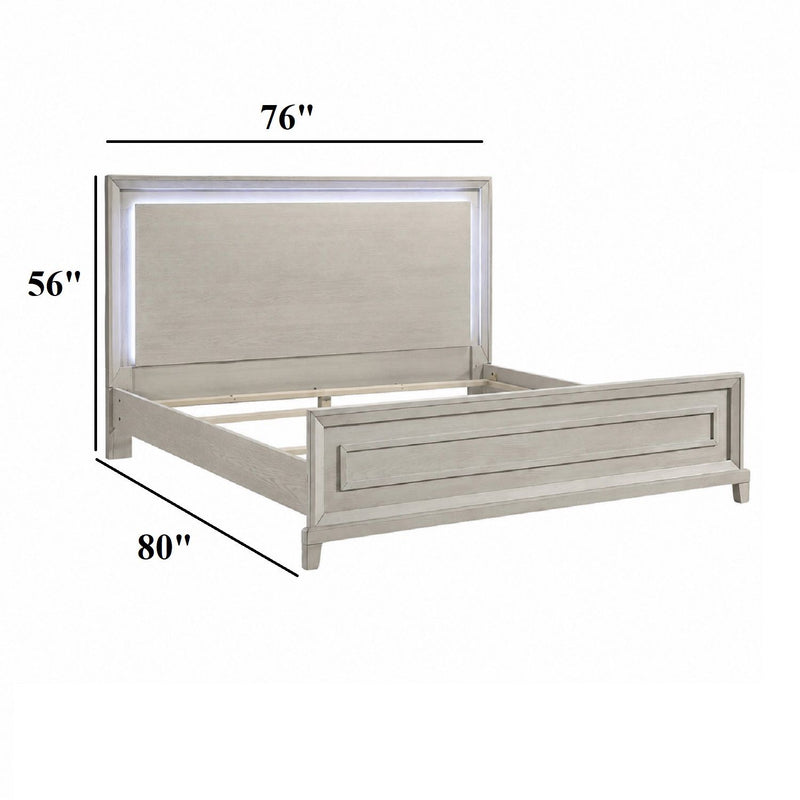 Elegant Style Bed With LED Lights On Headboard