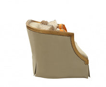 Load image into Gallery viewer, Curved Loveseat And Toss Pillows - Tan / Gold
