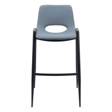 Load image into Gallery viewer, 30" Faux Leather And Steel Low Back Bar Height Bar Chairs (Set of 2) - Blue / Black
