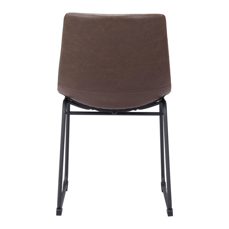 Upholstered Faux Leather Dining Side Chairs (Set of 2) - Espresso / Black
