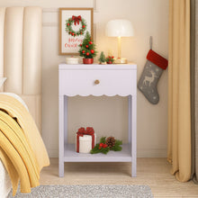 Load image into Gallery viewer, Nightstand With Drawer And Open Shelf, Scalloped Edge Bedside Table
