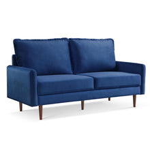 Load image into Gallery viewer, Sofa Velvet With Dark Brown Legs - Blue
