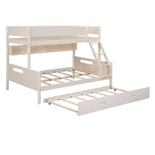 Load image into Gallery viewer, Wood Twin over Full Bunk Bed with Storage Shelves and Twin Size Trundle, Cream
