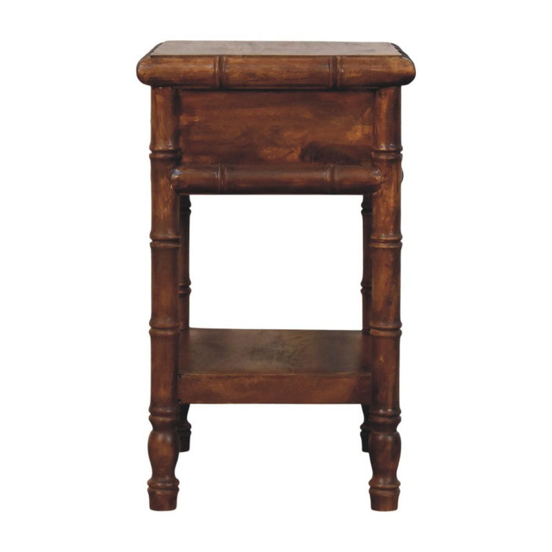 Solid Wood Spindle One Drawer Nightstand - Chestnut