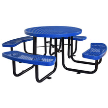 Load image into Gallery viewer, Round Outdoor Steel Picnic Table With Umbrella Pole
