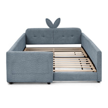 Load image into Gallery viewer, Cute Rabbit Ear Upholstered Platform Bed Frame With Safety Rail
