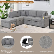 Load image into Gallery viewer, Sleeper Sofa Bed, 2 In 1 Pull Out Sofa Bed L Shape Couch With Storage Ottoman For Living Room, Bedroom Couch And Small Apartment
