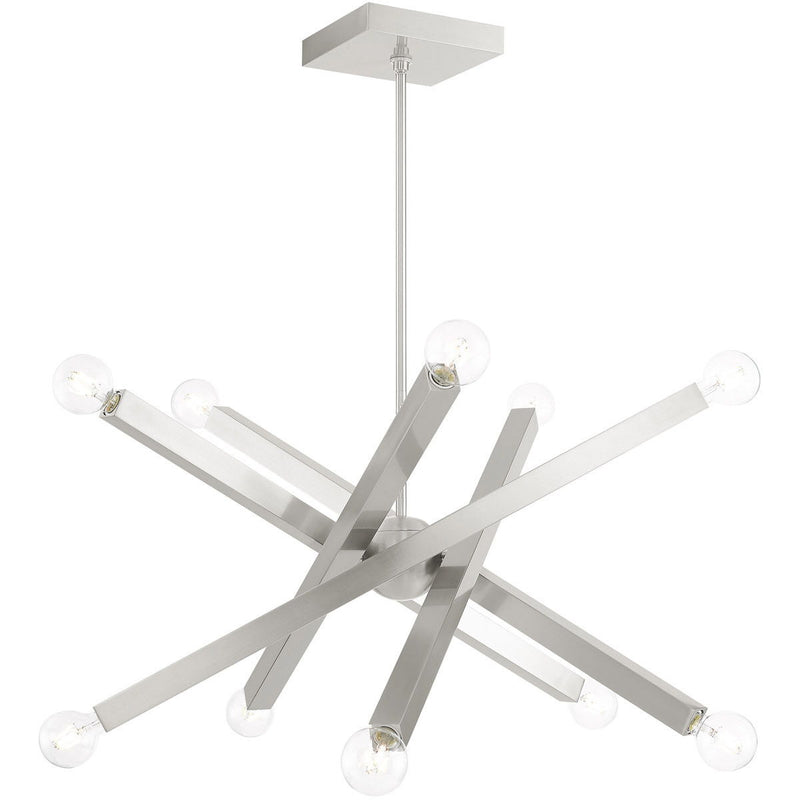 24" Ten Light Dimmable Chandelier With Shades - Nickel