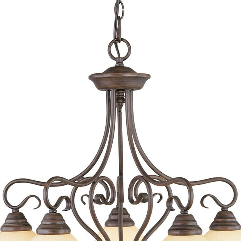 23'' Five Light Metal Dimmable Chandelier With Shades - Bronze