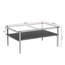 Load image into Gallery viewer, Rectangle Coffee Table With Tempered Glass Top And White Legs, Modern Table For Living Room
