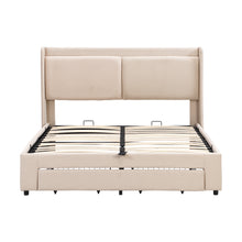 Load image into Gallery viewer, Queen Size Storage Upholstered Hydraulic Platform Bed with 2 Drawers, Beige
