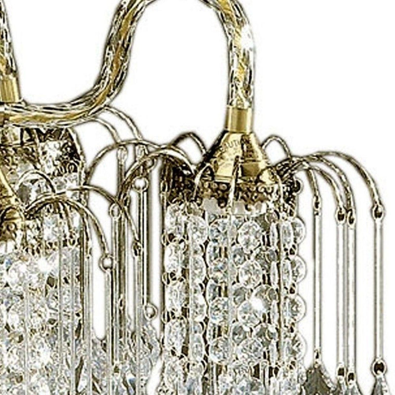 Two Tier Crystal And Brass Hanging Chandelier Light - Clear / Gold