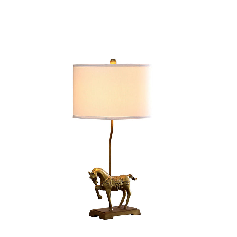 Stallion Horse Table Lamp With White Shade - Gold