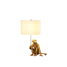 Load image into Gallery viewer, Sitting Monkey Table Lamp With White - Antiqued Gold
