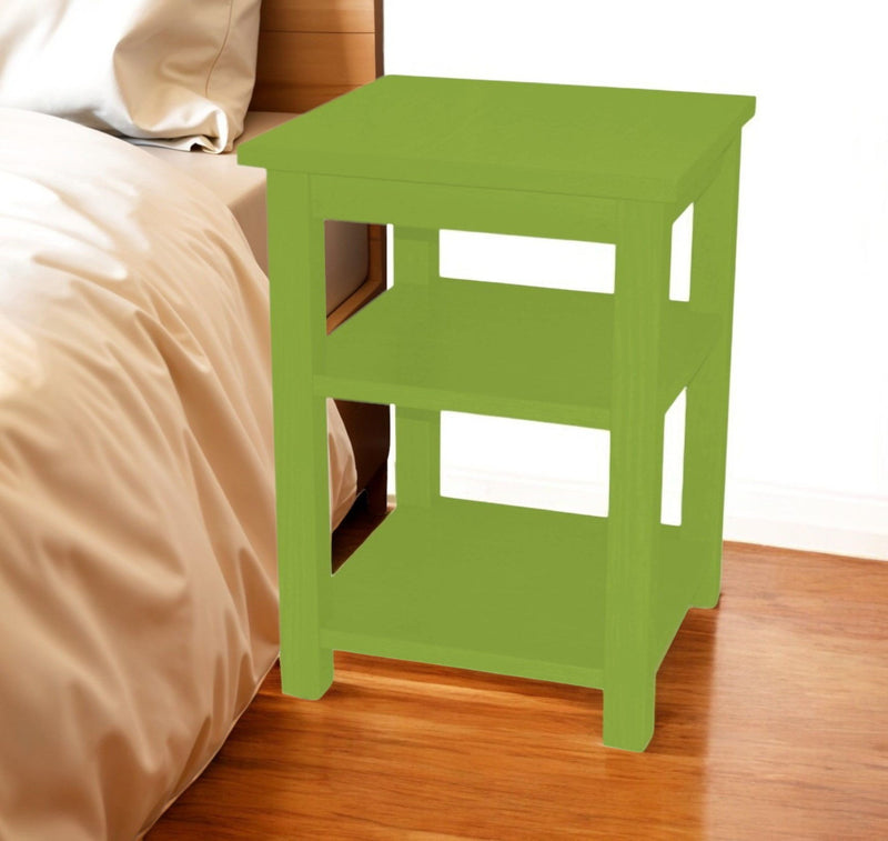 28" Solid Wood Nightstand - Green