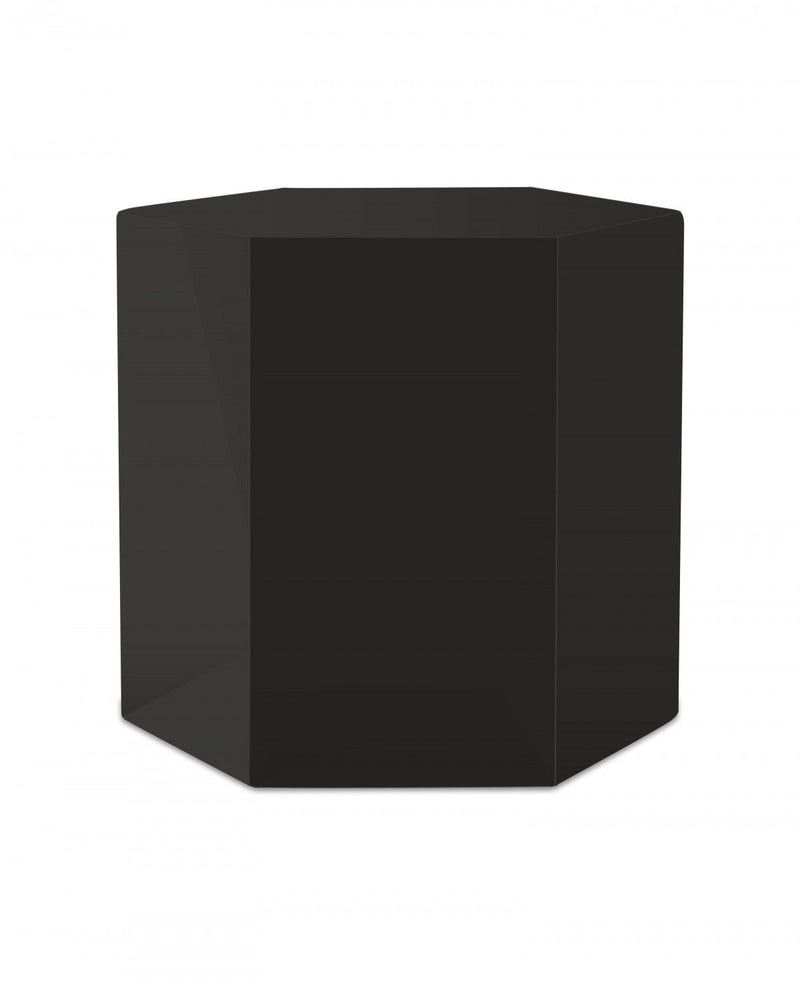 13" High Gloss Manufactured Wood Hexagon End Table - Black