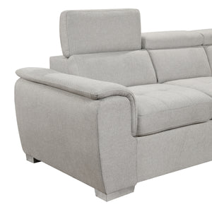 125" Modern U Shaped 7-seat Sectional Sofa Couch with Adjustable Headrest, Sofa Bed with Storage Chaise-Pull Out Couch Bed for Living Room ,Beige