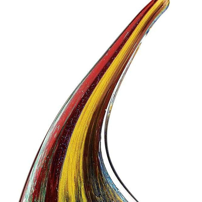 Murano Fish Figurine Tabletop Sculpture - Red / Yellow