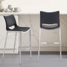 Load image into Gallery viewer, Steel Low Back Bar Height Bucket Shaped Seat Bar Chairs (Set of 2) - Black And Silver
