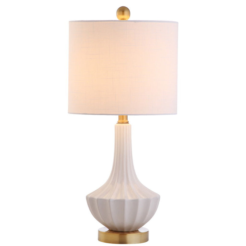 22" Urn Table Lamp With Drum Shade - White