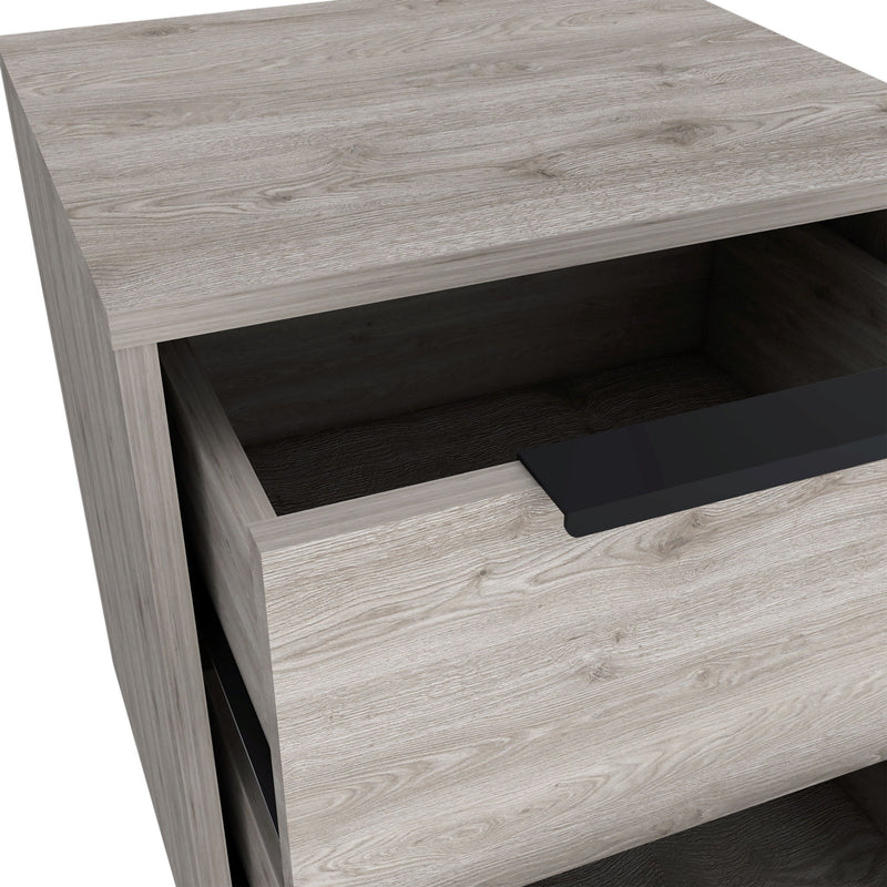 16.1" x 14.2" x 18.8" Two Drawer Faux Wood Nightstand - Gray