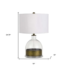 Load image into Gallery viewer, Glass Globe Table Lamp With White Drum Shade - Nickel
