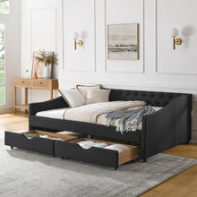 Load image into Gallery viewer, Upholstered Tufted Daybed With 2 Drawers, Waved Arms
