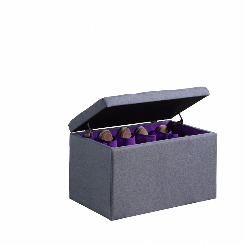 Tufted Storage Ottoman - Dark Gray