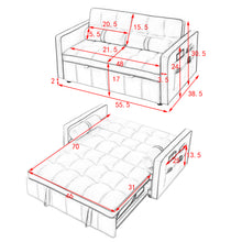 Load image into Gallery viewer, Modern 55.5&quot; Pull Out Sleep Sofa Bed 2 Seater Loveseats Sofa Couch with side pockets, Adjsutable Backrest and Lumbar Pillows for Apartment Office Living Room
