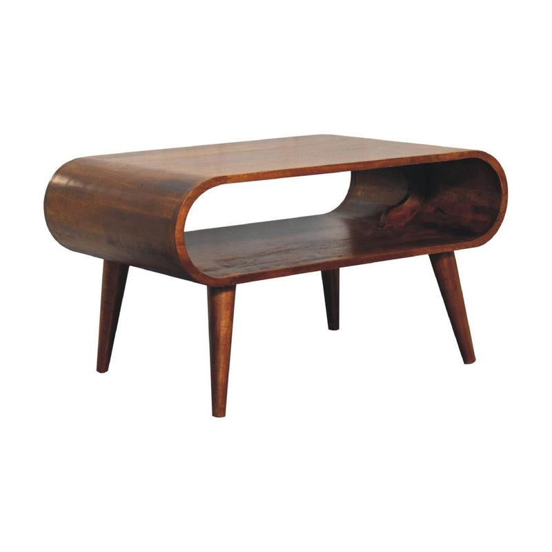 32" Solid Wood Coffee Table With Shelf - Chestnut