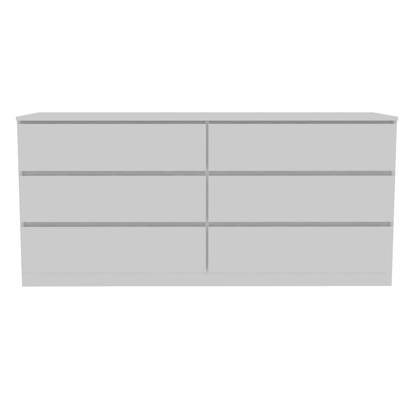 61" Six Drawer Double Dresser - White