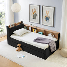 Load image into Gallery viewer, Upholstered Daybed With Storage Headboard, Wireless Charging, LED Lights
