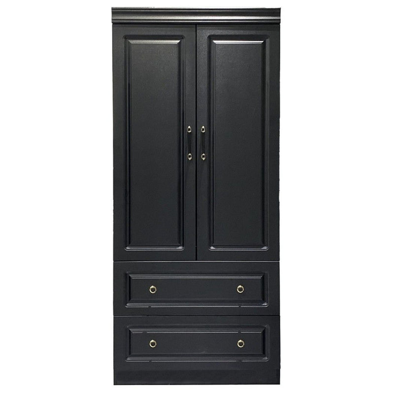 71" Wood Two Door Two Drawer Manufactured Wood Combo Dresser - Black