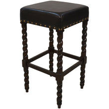 Load image into Gallery viewer, Faux Leather And Solid Wood Backless Bar Height Chair With Footrest 30" - Black

