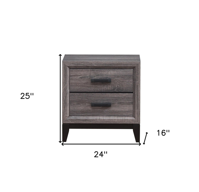 25" Two Drawer Nightstand - Gray