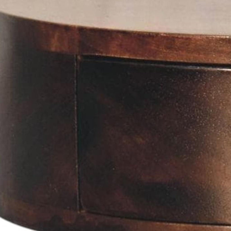 Solid Wood Round One Drawer Floating Nightstand - Walnut