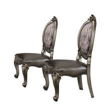 Load image into Gallery viewer, Upholstered Faux Leather Solid Wood King Louis Back Dining Side Chairs (Set of 2) - Silver
