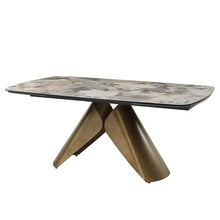 Load image into Gallery viewer, Malika - Ceramic Top Dining Table - Gray &amp; Copper Cross Brushed

