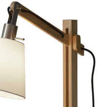 Load image into Gallery viewer, Adjustable Height Table Lamp With White Bell Shade - Natural Wood
