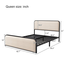 Load image into Gallery viewer, Modern Bed With Curved Upholstered Headboard And Footboard, Heavy Duty Metal Slats
