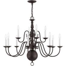 Load image into Gallery viewer, 26" Twelve Light Dimmable Chandelier With Shades - Bronze
