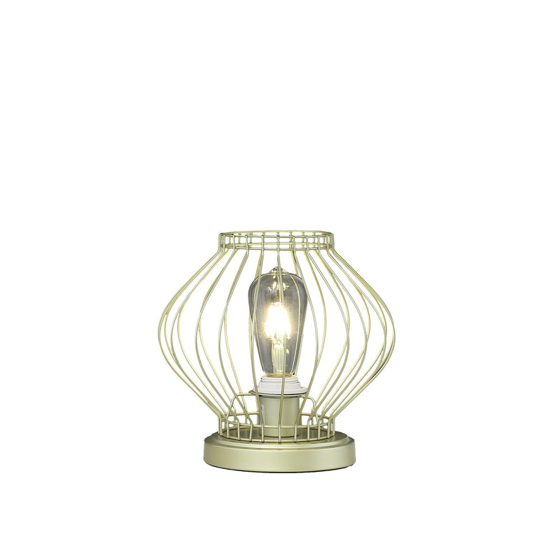 10" Bedside Table Lamp With Gold Cage Shade - Gold