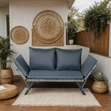 Load image into Gallery viewer, 1 Pieces Patio Wicker Side Foldable Bench Patio Backyard Conversation Bench Gray Wicker - Dark Gray

