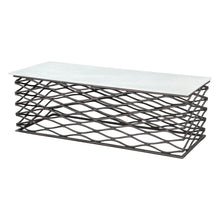 Load image into Gallery viewer, 50" Genuine Marble And Aluminum Abstract Coffee Table - White And Antiqued Bronze
