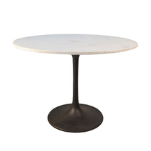 Load image into Gallery viewer, 40" Rounded Marble And Iron Pedestal Base Dining Room Table - White

