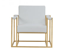 Load image into Gallery viewer, Faux Leather Lounge Chair - White / Gold
