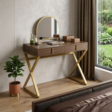 Load image into Gallery viewer, Vanity Table With Mirror - Golden Brown
